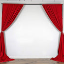 5 Feet x 10 Feet - Red - Polyester Poplin Backdrop Drape Curtains, Photography Event Decor 1 Pair