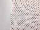 Poly Cotton Print Upholstery & Floral Fabric -White and Red Polka Dot Print - Sold By The Yard