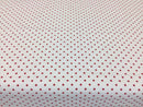 Poly Cotton Print Upholstery & Floral Fabric -White and Red Polka Dot Print - Sold By The Yard