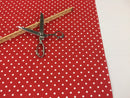 Poly Cotton Print Upholstery & Floral Fabric - Red and White - Polka Dot Print - Sold By The Yard