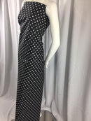 Poly Cotton Print Upholstery & Floral Fabric - Black and White Polka Dot Print -  Sold By The Yard