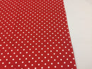 Poly Cotton Print Upholstery & Floral Fabric - Red and White - Polka Dot Print - Sold By The Yard