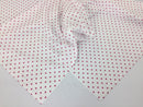 Poly Cotton Print Upholstery & Floral Fabric - White and Fuschia Polka Dot Print -  Sold By The Yard