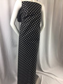 Poly Cotton Print Upholstery & Floral Fabric - Black and White Polka Dot Print -  Sold By The Yard