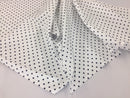 Poly Cotton Print Upholstery & Floral Fabric - White and Black - Polka Dot Print - Sold By The Yard