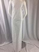 Poly Cotton Print Upholstery & Floral Fabric - White and Black - Polka Dot Print - Sold By The Yard