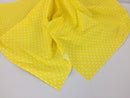 Poly Cotton Print Upholstery & Floral Fabric - Yellow Polka Dot Print - Sold By The Yard