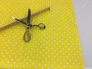 Poly Cotton Print Upholstery & Floral Fabric - Yellow Polka Dot Print - Sold By The Yard