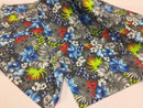 Poly Cotton Print Upholstery & Floral Fabric - Grey Hawaiian Print - Sold By The Yard