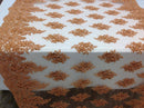 Wedding Dress - Dark Gold - French Sequin Flower Design On Mesh Lace Fabric Sold By Yard