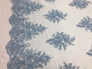 Wedding Bridal  Designs Mesh Lace Fabric Bridal Wedding Blue luxury.Sold ByThe Yard
