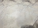 Wedding Dress - White - French Sequin Flower Design On Mesh Lace Fabric Sold By Yard