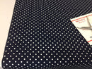 Poly Cotton Print Upholstery & Floral Fabric - Navy Polka Dot Print - Sold By The Yard