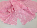 Poly Cotton Print Upholstery & Floral Fabric - Pink and White - Polka Dot Print - Sold By The Yard