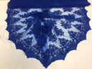 Wedding Lace Royal Blue Flower Lace Corded And Embroider With Sequins On A Mesh By Yard
