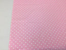 Poly Cotton Print Upholstery & Floral Fabric - Pink and White - Polka Dot Print - Sold By The Yard