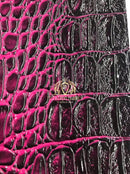 Crocodile Faux Leather Vinyl - Magenta - Fabric 3D Scales Vinyl Crocodile Sold By Yard