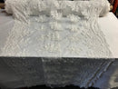 Beaded - White - Embroidered Floral Design Fancy Sequins Fabric with Beads Sold By The Yard